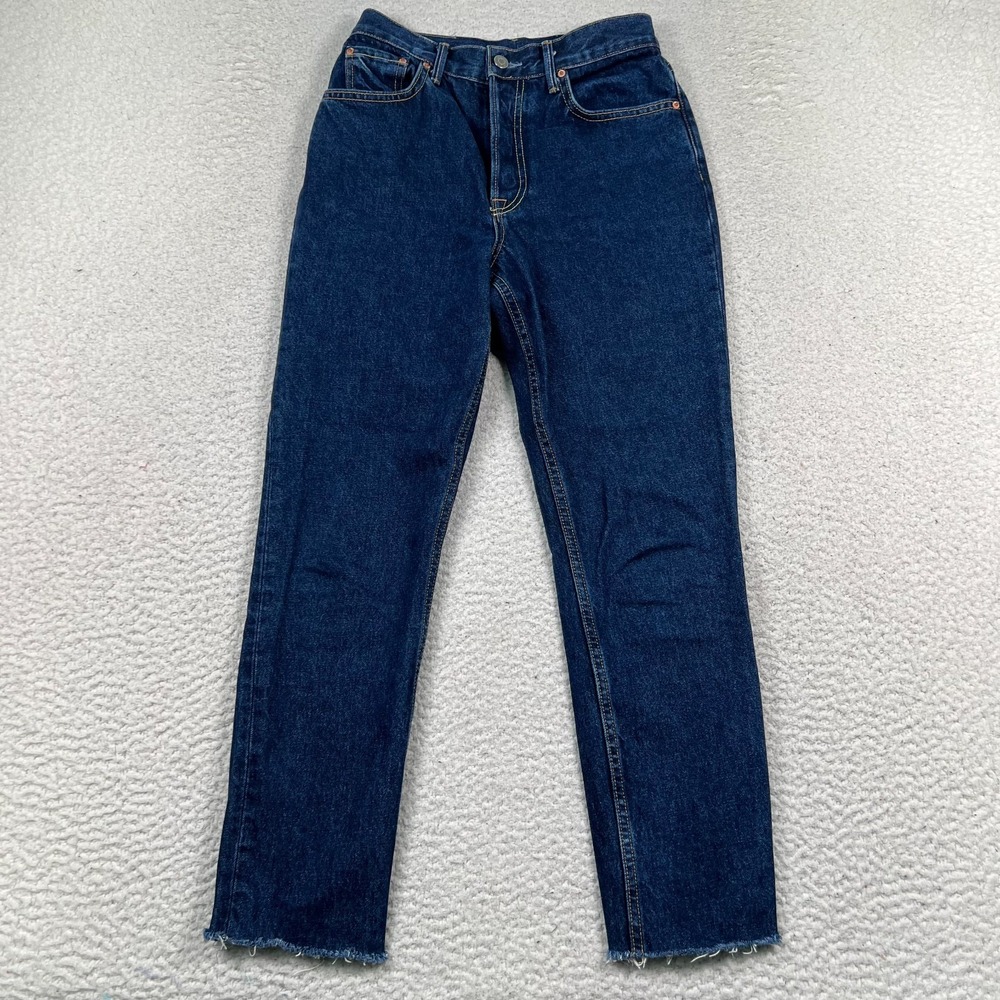 Grlfrnd Jeans Women 28 Karolina Crop Straight Button Fly Raw Hem Afterglow